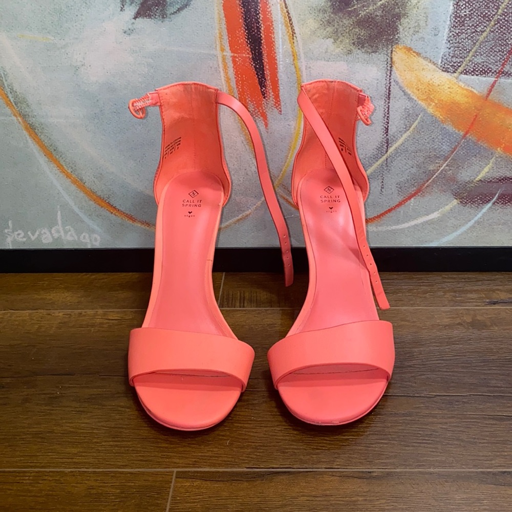 Call It Spring Coral Pink Strappy Heels